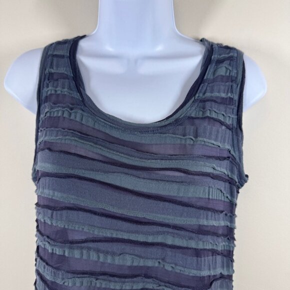 Cut Loose Lagenlook Textured Cotton Blend Bluish Gray Sleeveless Dress Size XS - Picture 3 of 13